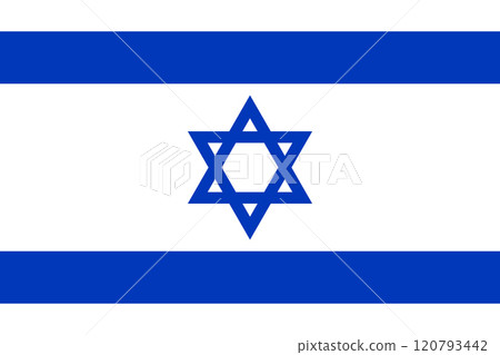 Israel flag in official colors, dimensions and aspect ratio. Vector flag symbolizing national pride, identity, heritage, patriotism and authority 120793442