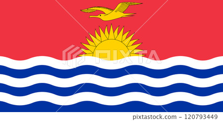 Kiribati flag in official colors, dimensions and aspect ratio. Vector flag symbolizing national pride, identity, heritage, patriotism and authority 120793449