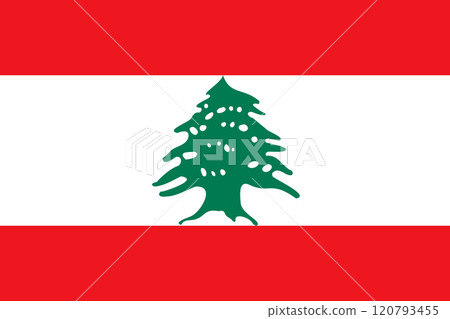 Lebanon flag in official colors, dimensions and aspect ratio. Vector flag symbolizing national pride, identity, heritage, patriotism and authority Lebanon flag in official colors, dimensions and aspect ratio. Vector flag symbolizing national pride, identity, heritage, patriotism and authority 120793455