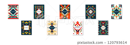 Geometric Ethnic Style Abstract Banner and Flyer Vector Set 120793614