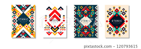 Geometric Ethnic Style Abstract Banner and Flyer Vector Set 120793615