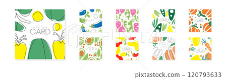 Vegetable Juicy Card and Banner Original Design Vector Set 120793633