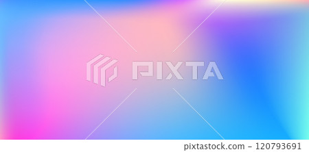 Ombre rainbow pattern with soft chrome holograph background. Abstract blurry gradient in iridescent pink and blue 120793691