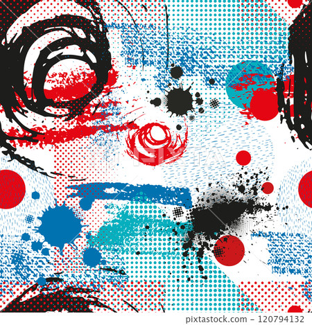 Abstract seamless background with blots. hand drawing. Not AI, Vector illustration. 120794132