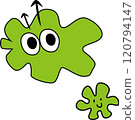 Cute germ and virus illustrations, green 120794147