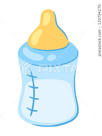 Illustration of baby bottle. New born baby boy Happy Birthday object. Illustration of baby bottle. New born baby boy Happy Birthday object. 120794270