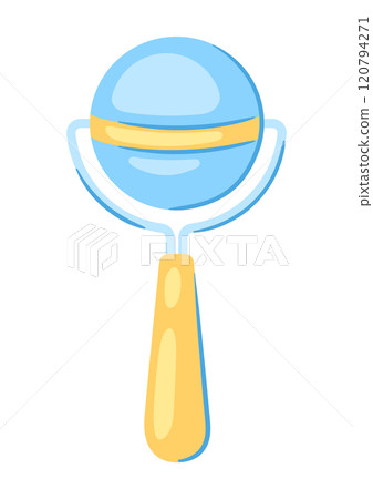Illustration of baby rattle. New born baby boy Happy Birthday object. Illustration of baby rattle. New born baby boy Happy Birthday object. 120794271
