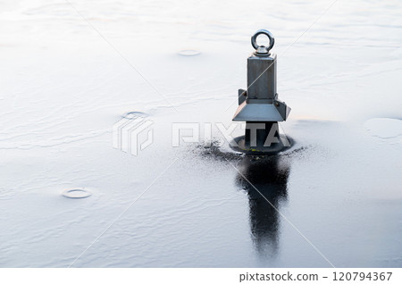 Parabola antenna anchor reflecting in a flat rooftop in Brussels Region, Belgium 120794367