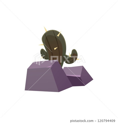 Vector Illustration with a cactus growing between rocks. 120794409
