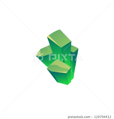 Vector Illustration with green crystals on isolated background. 120794412