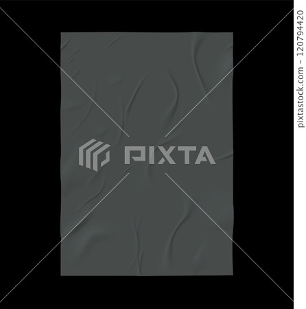 Vector with wet, wrinkled gray texture sheet on black background. Vector with wet, wrinkled gray texture sheet on black background. 120794420