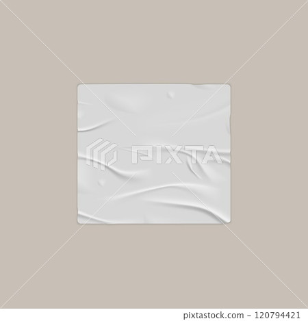 Sheet of white paper with a wet, wrinkled texture. 120794421