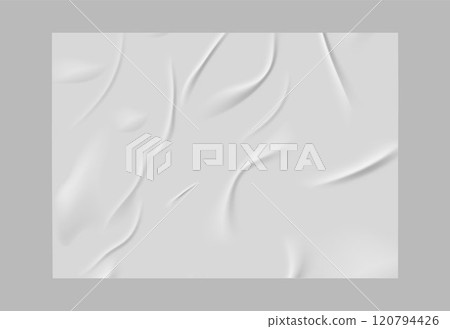 Vector of crumpled, wrinkled empty paper sheet on gray background. 120794426