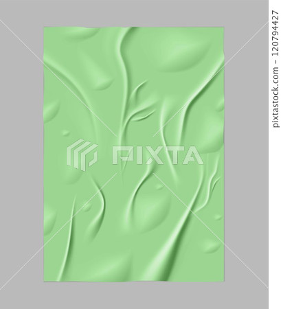 Green wet sheet of paper isolated on a gray background. 120794427