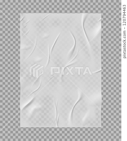 Texture of wrinkled wet paper on a transparent background. 120794463
