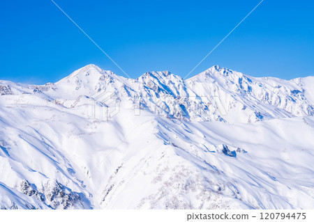 [雪山素材]冬天從琴見山看的風景[長野縣] 120794475