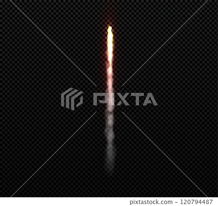 3d fiery red rocket trail. 120794487