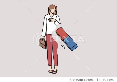 Suffering from cancel culture businesswoman is erased with eraser for violating social norms 120794560