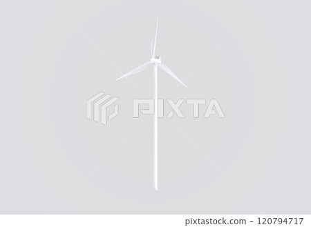 Blank white wind turbine mockup, side view, gray background 120794717