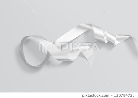 Blank white satin ribbon mockup, gray background Blank white satin ribbon mockup, gray background 120794723