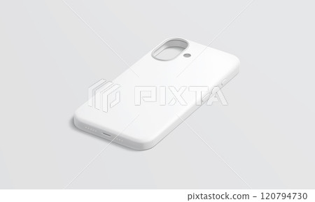 Blank white phone case mockup lying, gray background Blank white phone case mockup lying, gray background 120794730