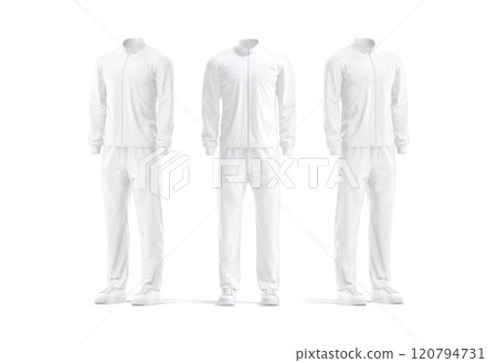 Blank white sport team uniform mockup, front and side view Blank white sport team uniform mockup, front and side view 120794731
