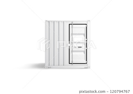 Blank white steel cargo container door mockup, front view 120794767