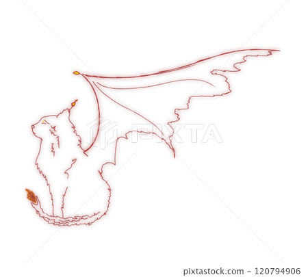 A fiery red outline of a dragon with bold, fluid lines creating a striking abstract design. A fiery red outline of a dragon with bold, fluid lines creating a striking abstract design. 120794906