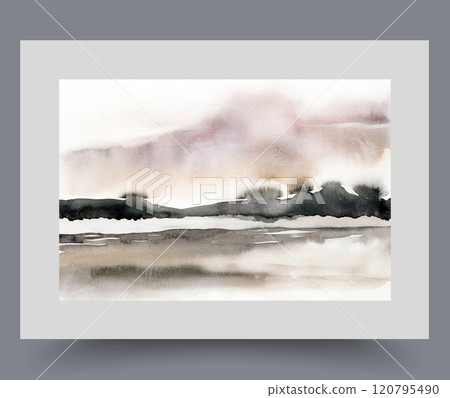 Ecological wall art with natural landscape with seashore or beach on shore of warm ocean 120795490
