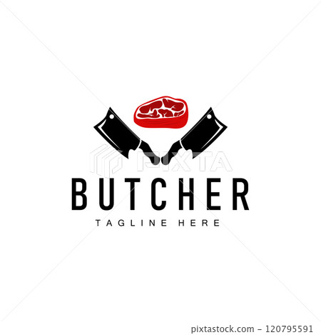 meat knife design butcher logo simple concept silhouette meat cutting illustration product brand template meat knife design butcher logo simple concept silhouette meat cutting illustration product brand template 120795591