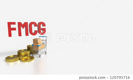 The FMCG text and shopping cart for Business concept 3d rendering. 120795716
