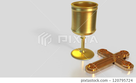 The Holy grail and cross for religious concept 3d rendering. The Holy grail and cross for religious concept 3d rendering. 120795724