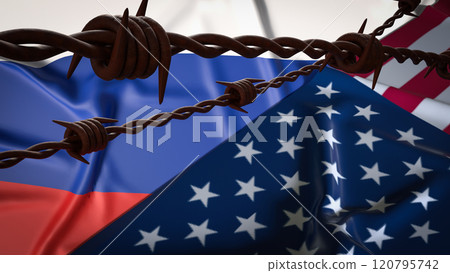 The Russia and USA flag for national or Background concept 3d rendering. 120795742
