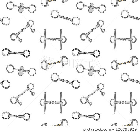 Vector set of hand drawn equestrian bits 120795929