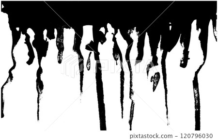 Artistic flowing grunge textured black ink liquid smear border. Abstract dark isolated fluid paintbrush shape for texture frame design, background, banner decor Artistic flowing grunge textured black ink liquid smear border. Abstract dark isolated fluid paintbrush shape for texture frame design, background, banner decor 120796030