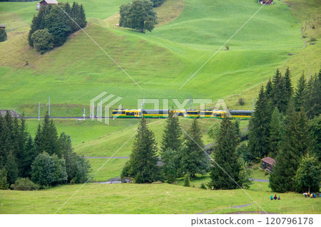 從客來雪德到翁根健行的景色, 翁根, 格林德瓦, 瑞士 120796178