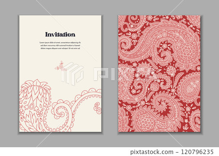 Two greeting cards set with paisley motifs 120796235