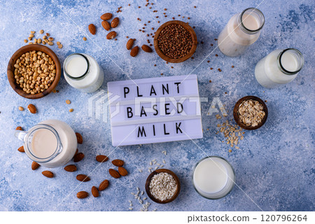 Plant based vegan non dairy alternative milk Plant based vegan non dairy alternative milk 120796264