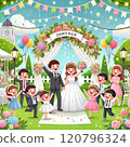 可以在遊樂園裡與拿著氣球的盛裝人拍紀念照的婚禮 120796324