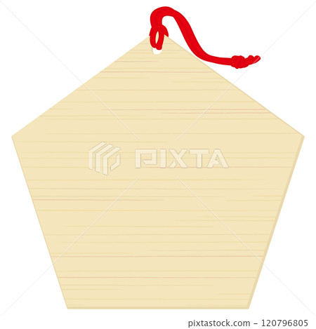 Vector illustration of a votive plaque (pentagonal) with beautiful wood grain 120796805
