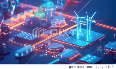 A futuristic cityscape with a large number of buildings 120797107