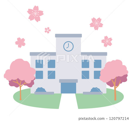 春天的學校建築圖 120797214