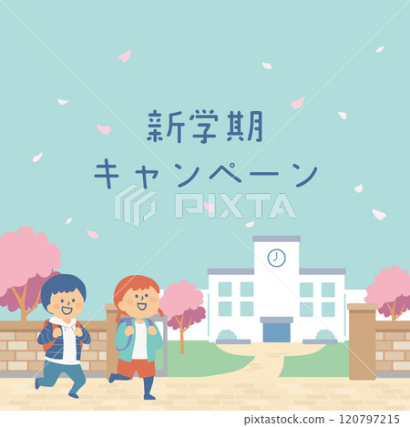 Illustration of kids going to school in the new semester 120797215