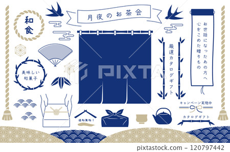 日式款待套裝。可用於年中禮品、年終禮品、活動、傳單、廣告等的日式裝飾。 120797442