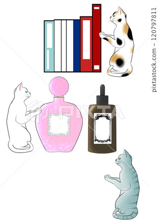 Cats supporting miscellaneous goods 120797811