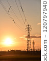 A tower illuminated by the setting sun 120797940
