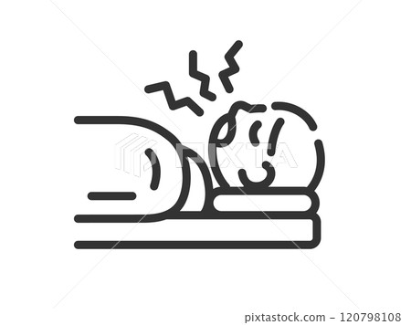 Illustration of a snoring man icon (line drawing) 120798108