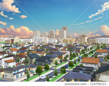 房屋住宅城鎮城市插畫 CG BG 城市景觀背景 房屋住宅城鎮城市插畫 CG BG 城市景觀背景 120798315