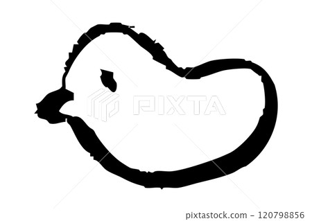 鳥的畫筆觸摸單色線條畫插圖 120798856