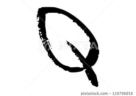 Monochrome line drawing of leaves with brush strokes 120798858